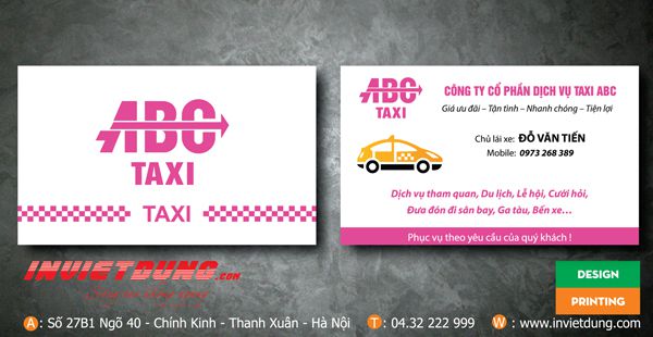 30 Mẫu card visit taxi đẹp. In card visit taxi giá rẻ tại Hà Nội.